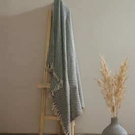 Handwoven Cotton Throw Blanket – Chevron Zigzag Pattern | 68 x 51 inches